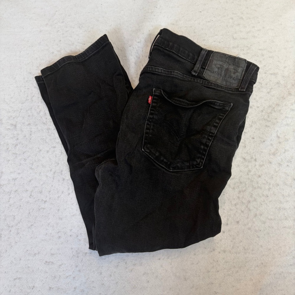 Levi's 502 Taper Jeans Mens W40 L32 Black Regular Fit Stretch Denim